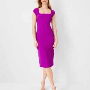 Ann Taylor Purple/Magenta Cap Sleeve Dress